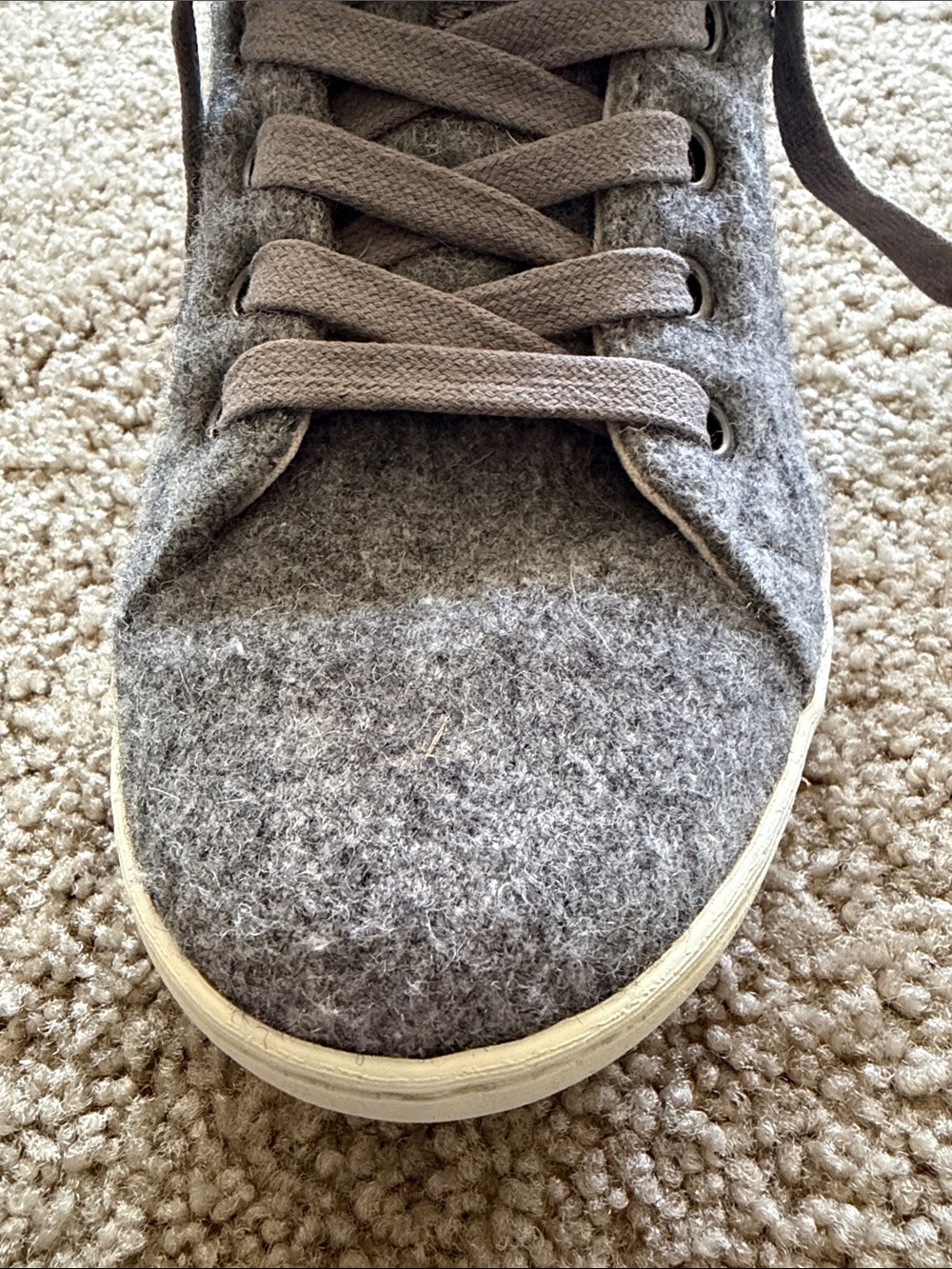 Lace-up Taos Starburst Charcoal Gray Wool Sneakers with Leather Trim Size 8 - Picture 5 of 16
